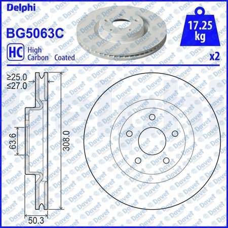 DELPHI BG5063C On Fren Disk Aynasi Ford Kuga Iii Focus Iv 19-